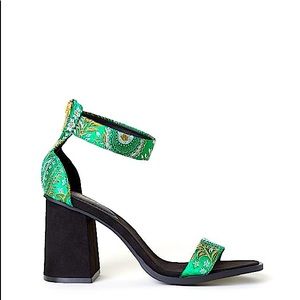 H&M Green Patterned Block Heels